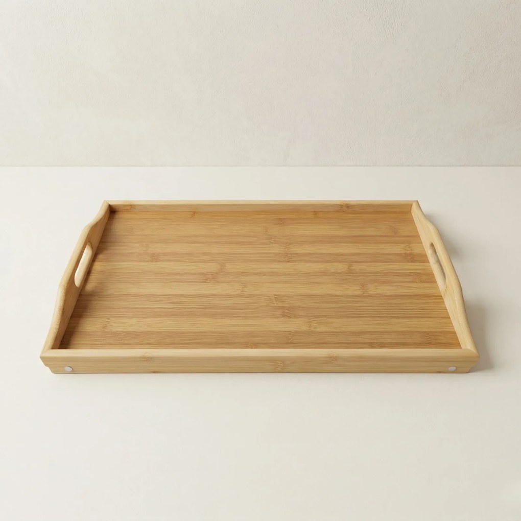 Bambusowa taca śniadaniowa z rozkładanymi nóżkami LENTO, 54 x 30 x 24 cm