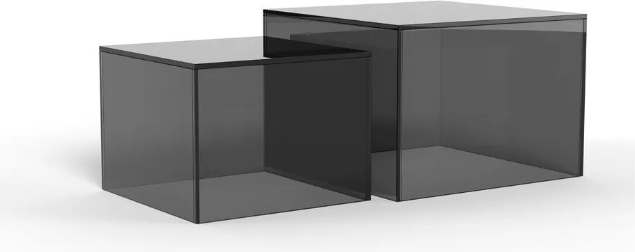 Szare szklane stoliki zestaw 2 szt. 50x50 cm Dice – Actona