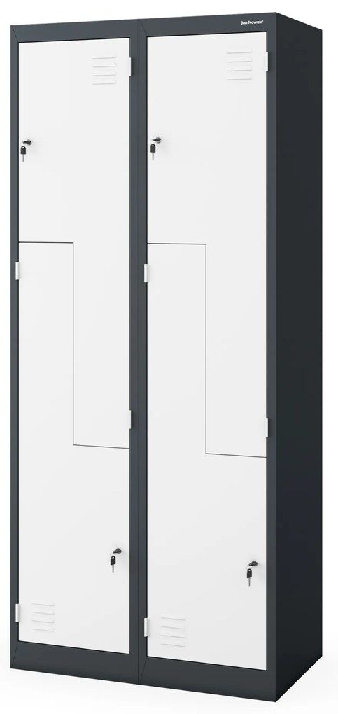 Szafa ubraniowa typu L JULIA, 800 x 1850 x 450 mm, antracytowo-biała