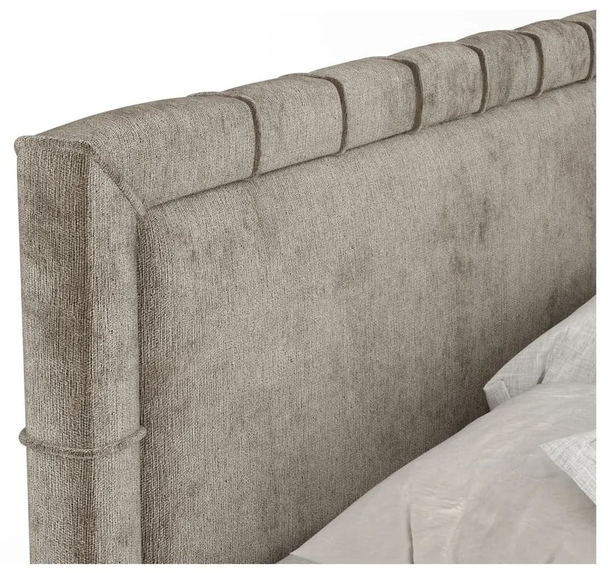 Beżowe łóżko boxspring ze schowkiem 200x200 cm Voyage – Maison de Rêve