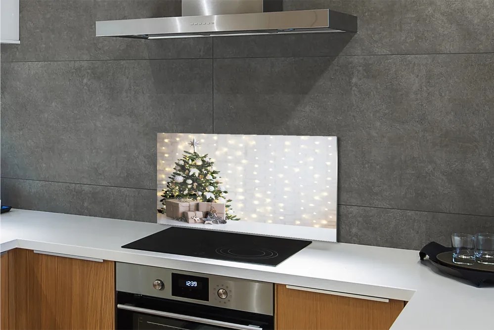 Panel szklany do Kuchni Bożonarodzeniowe Drzewka i Podarki