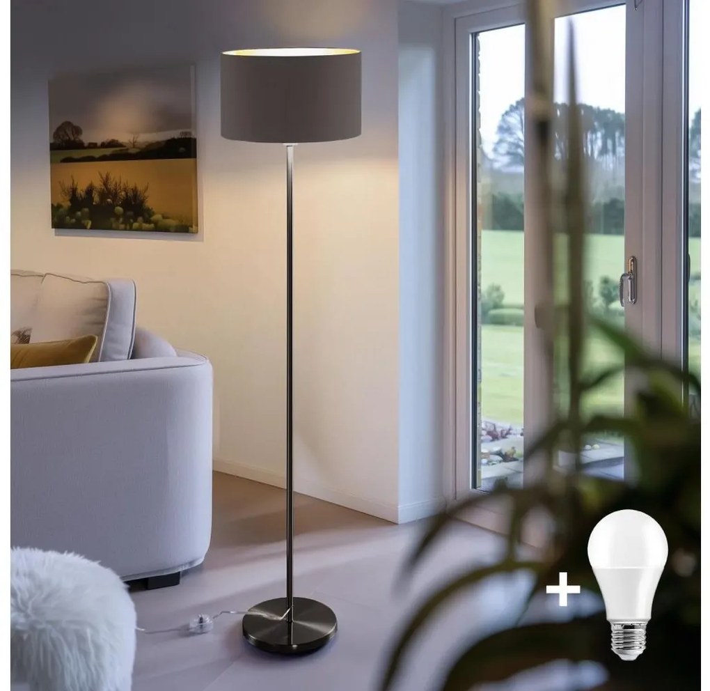 Lampa stojąca LED TUNJA 1xE27/20W/230V śr. 38 cm czarna/brązowa
