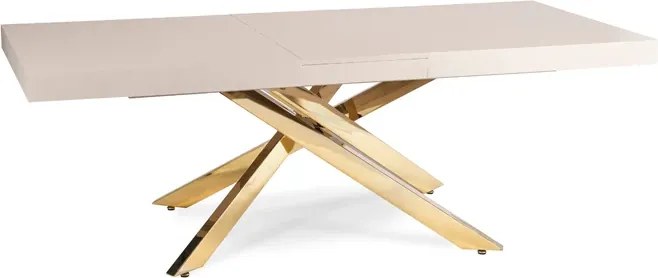 Stół Prostokątny Rozkładany HAMPTON 160-240 cm Kaszmir/Złoty do Jadalni Glamour