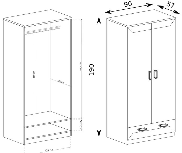 Komplet mebli do sypialni w dekorze dąb stuletni R9-Z89