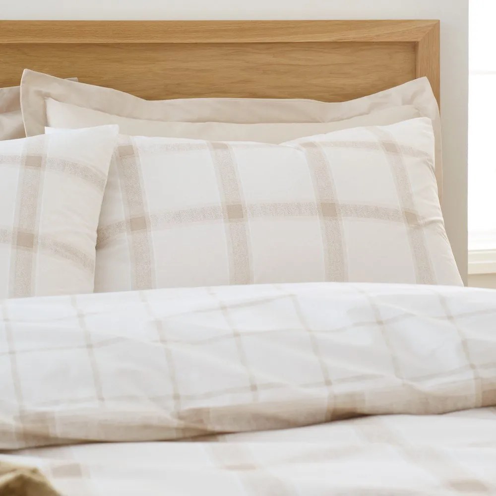 Beżowa bawełniana pościel dwuosobowa 230x220 cm Oxton Check – Bianca