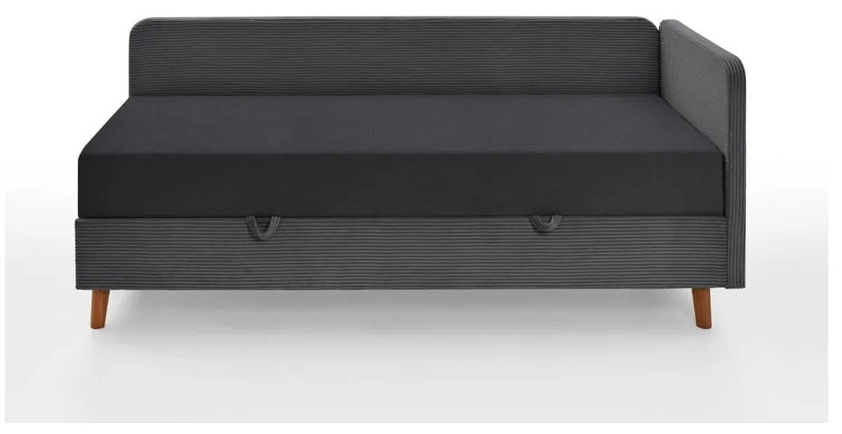 Ciemnoszare tapicerowane łóżko ze schowkiem 90x200 cm Cabana – Meise Möbel
