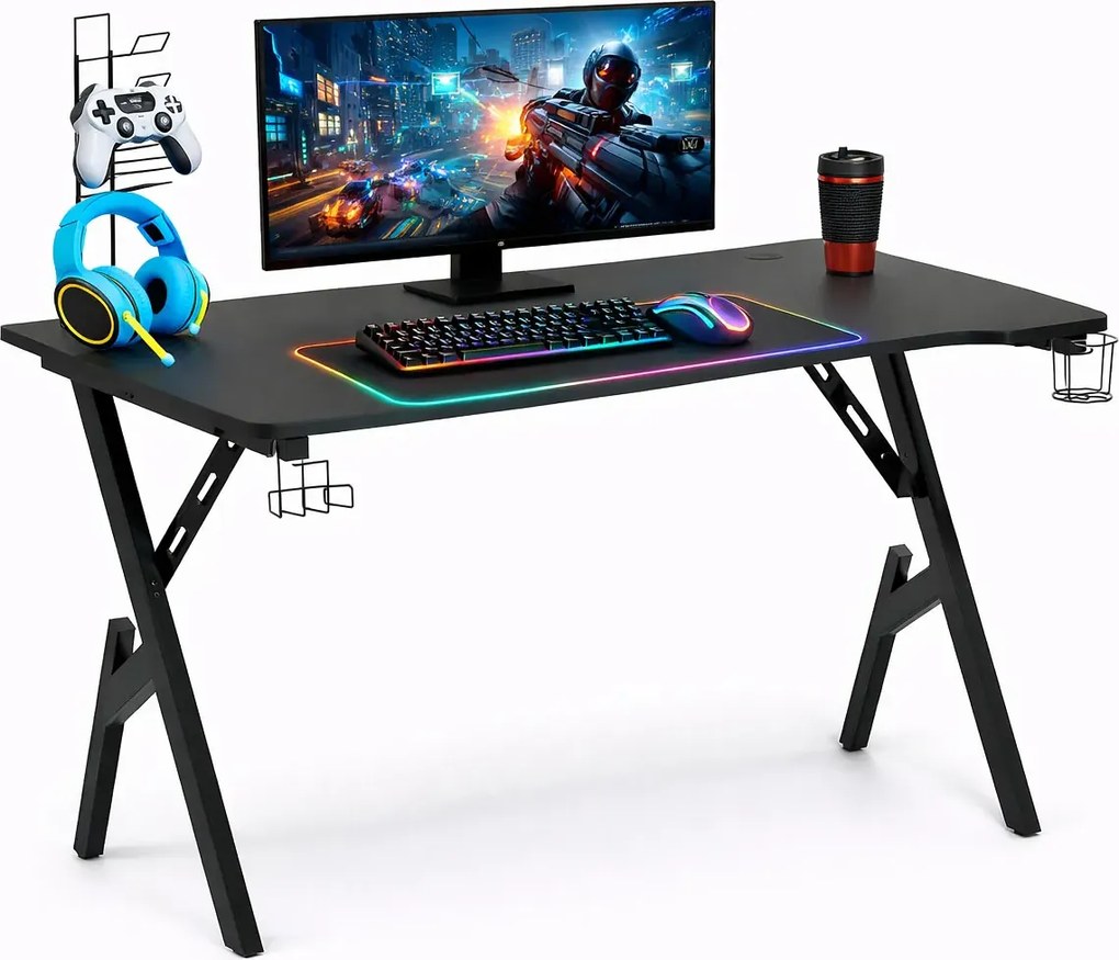 Czarne młodzieżowe nowoczesne gamingowe biurko H7-N22