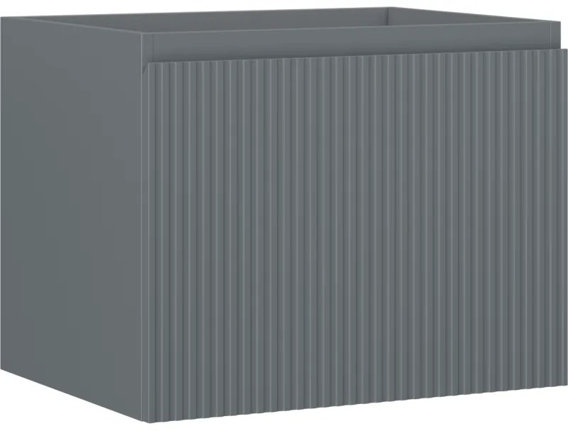 Mexen Rivel szafka łazienkowa podumywalkowa 60 cm, 1 szuflada, ryflowana , grafit mat - 91A20-06047-1-BF66