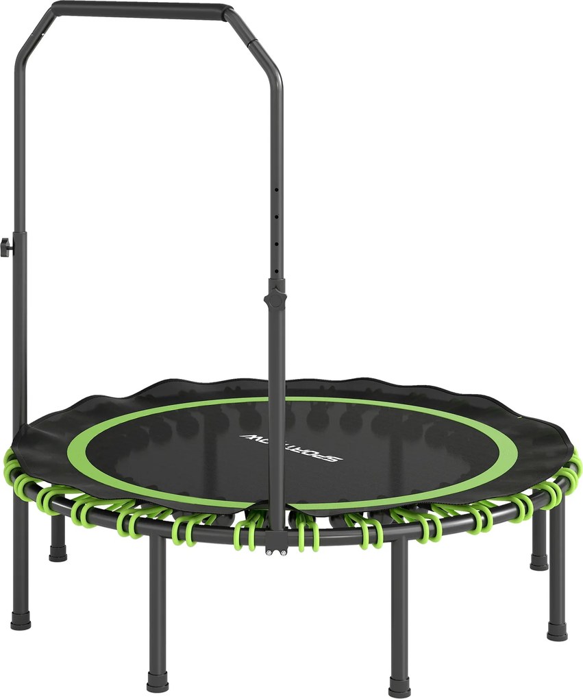 SPORTNOW Trampolina fitness z regulowaną poręczą, Trampolina sportowa do wewnątrz i na zewnątrz, Stal, Tworzywo sztuczne, Zielona