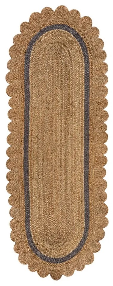 Szaro-naturalny chodnik z juty tkany ręcznie 80x230 cm Grace Grey – Flair Rugs
