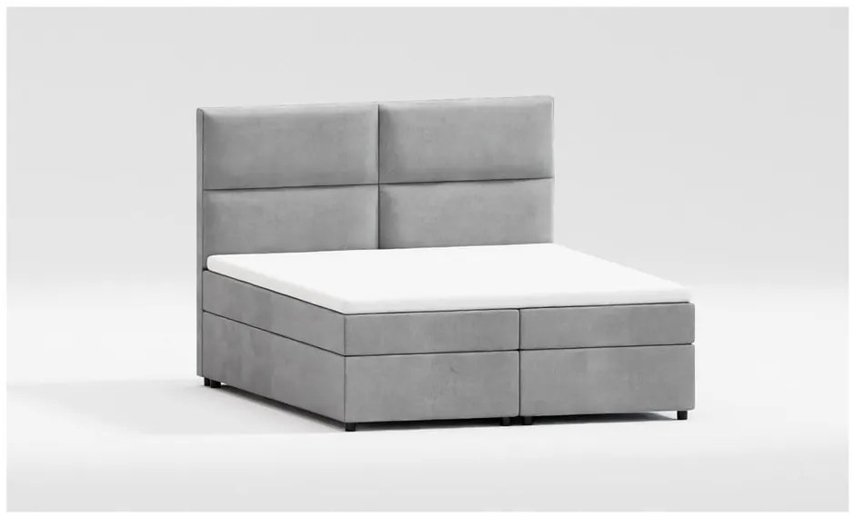 Jasnoszare łóżko boxspring ze schowkiem 200x200 cm Rico – Ropez