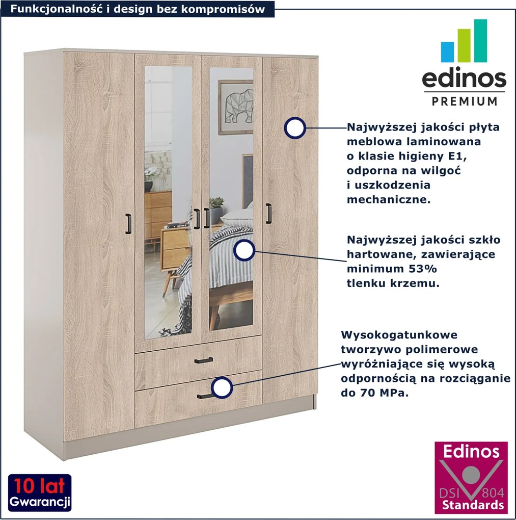 Szafa czterodrzwiowa kaszmir + dąb sonoma Z2-R82