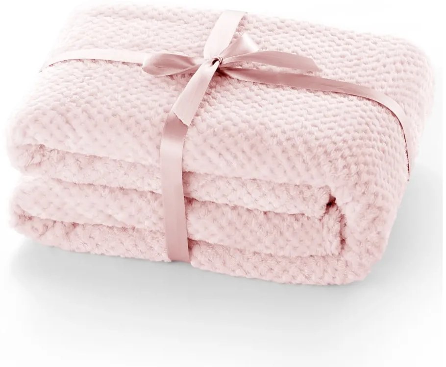 Różowy koc z mikrowłókna DecoKing Henry, 220x240 cm
