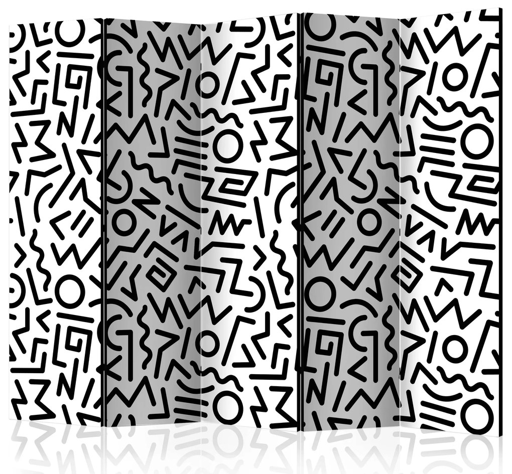 Parawan dwustronny Tła i desenie 225x172 cm 5-częściowy czarny ARTGEIST B
