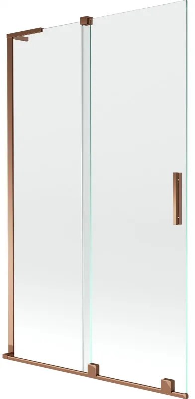 Mexen Velar L parawan nawannowy 2-skrzydłowy rozsuwany 110 x 150 cm, transparent, różowe złoto - 896-110-003-01-60