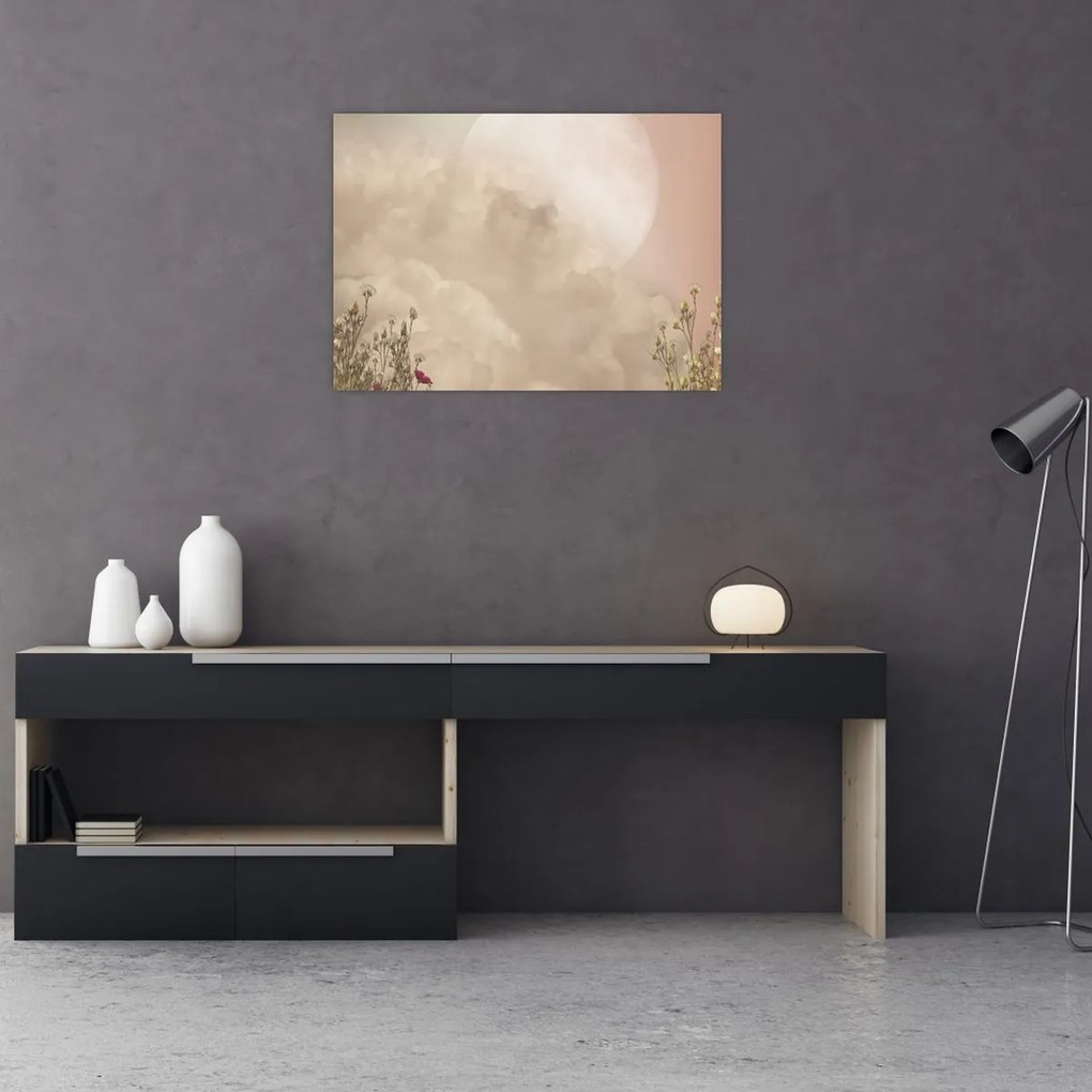 Obraz - Różowa pełnia księżyca (70x50 cm)
