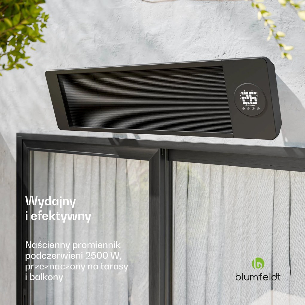 Blumfeldt Cosmic Beam Smart 2500W Promiennik Podczerwieni na Ścianę Czarny