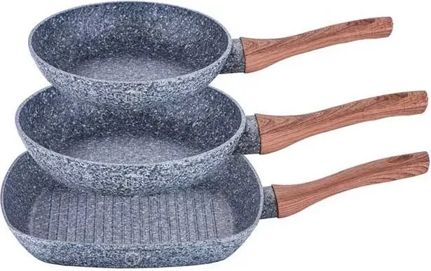 Komplet 3 aluminiowych patelni z powłoką granitową T8-S01