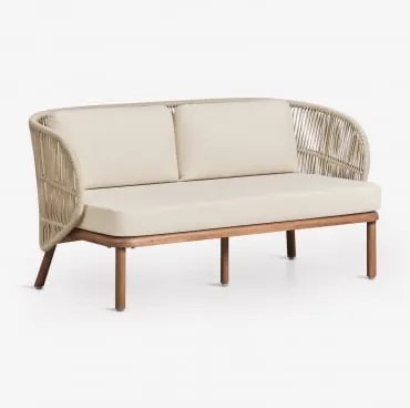 Sofa Dwuosobowa Z Drewna Akacjowego I Plecionej Liny Capri Kremowa - Sklum