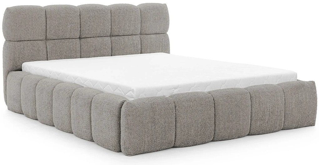 Szare nowoczesne łóżko boucle 5 rozmiarów T5-T54