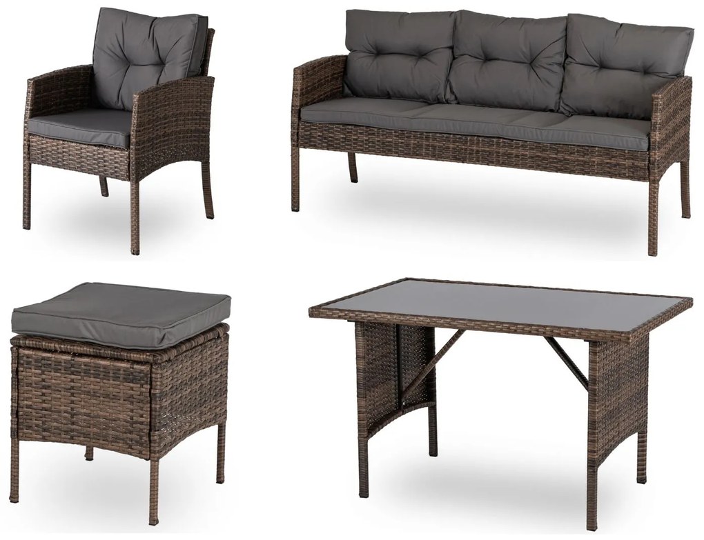 Zestaw mebli ogrodowych ze stołem obiadowym Atlanta, brązowy