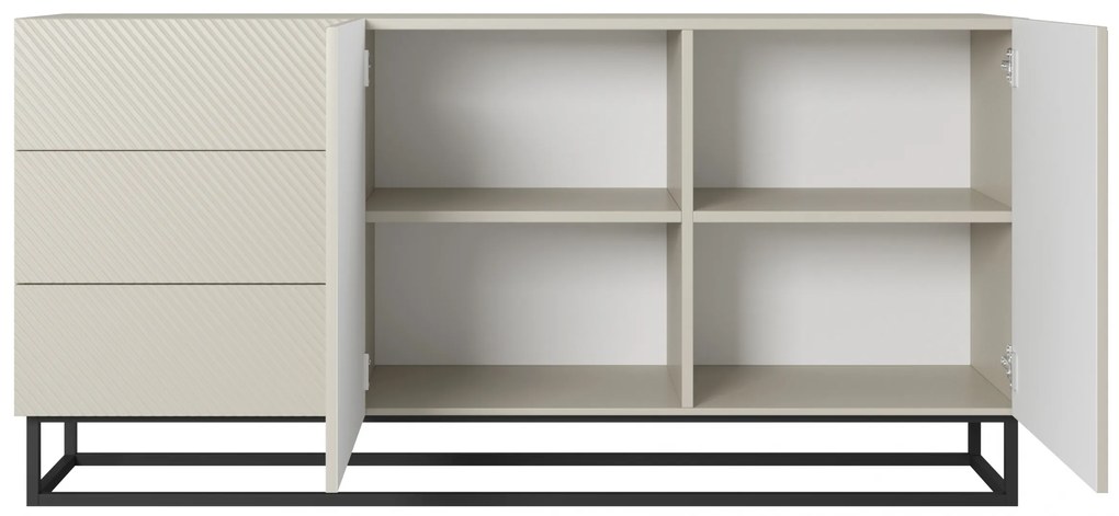 Komoda Asha 167 cm dwudrzwiowa z szufladami - kaszmir / czarny stelaż