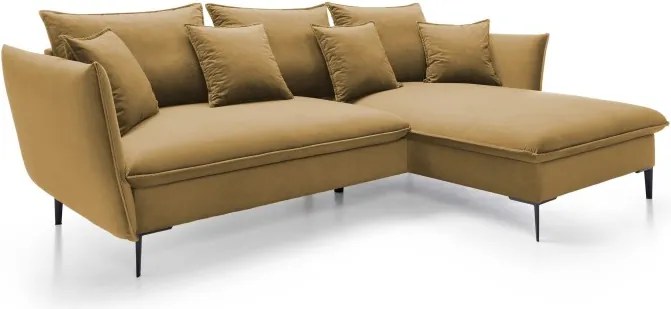 Narożnik GLOSS Prawostronny z funkcją spania, zestaw z poduszkami wolnostojący tkanina RIVIERA 61 Burgundowy WERSAL