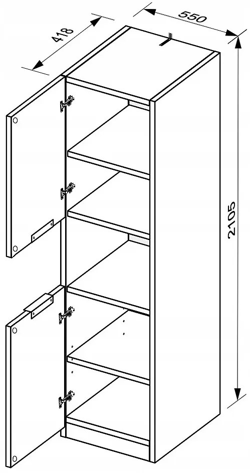 Nowoczesny regał słupek dąb craft + biały połysk Z3-B26