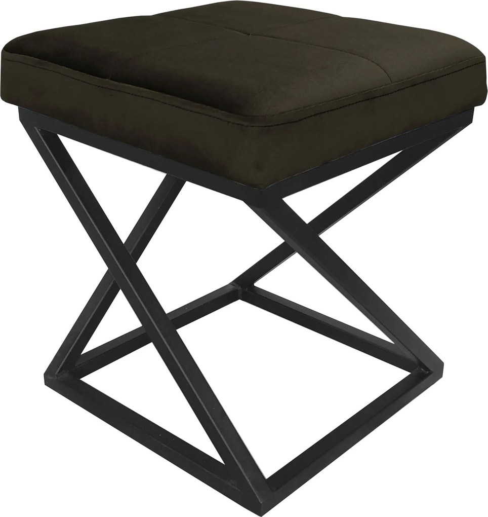 Pufa ZOA tkanina Welur loft ławka podnóżek metal : Kolor Stelaża - Czarny , Kolor tkaniny - VELVET - MG05, Typ tkaniny - Velvet