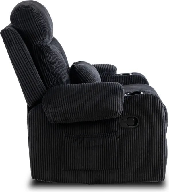 Fotel Rozkładany z Podnóżkiem TORRES Czarny Sztruksowy Nowoczesny