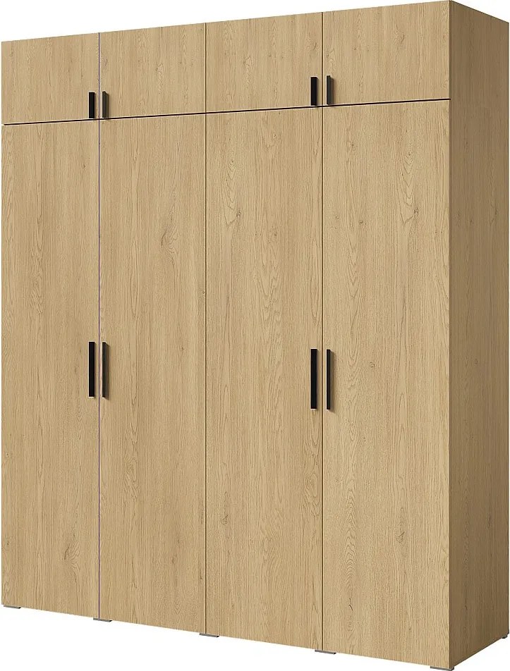 Szafa uchylna z nadstawką Napoli 4D 200 Dąb Cremona (czarny lub złoty uchwyt)