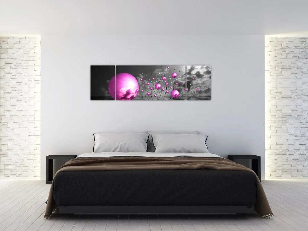 Obraz różowych kul (170x50 cm)