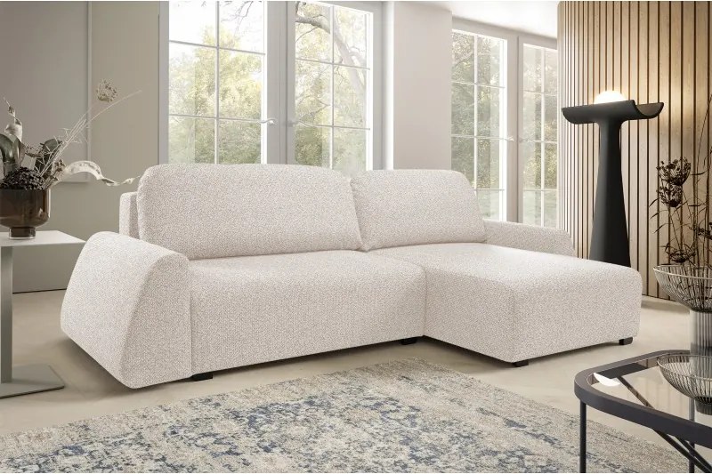 Narożnik ALMI Prawostronny z funkcją spania, wolnostojący tkanina EXCITE ME 02 Beżowy