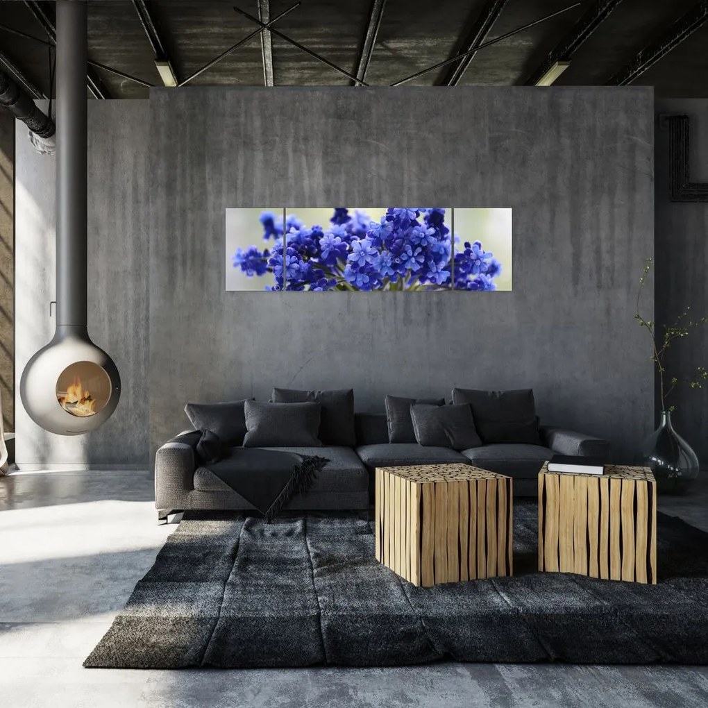 Obraz bukietu niebieskich kwiatów (170x50 cm)