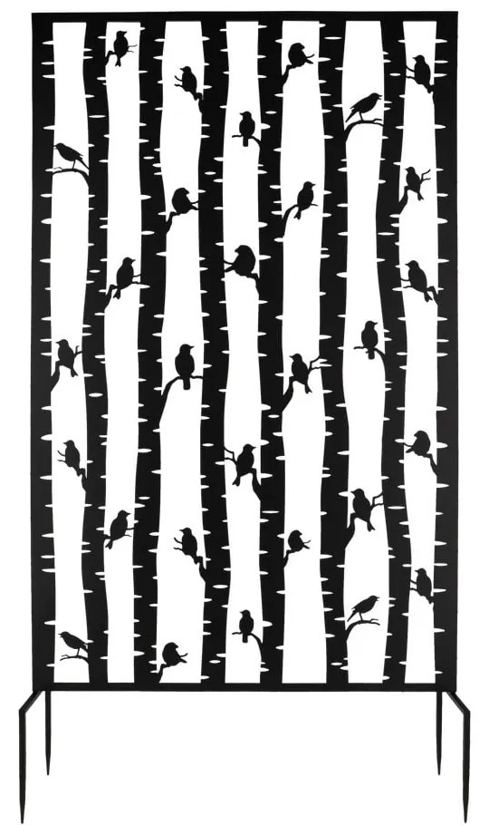 Czarna metalowa osłona balkonowa 100x186 cm Birds – Esschert Design