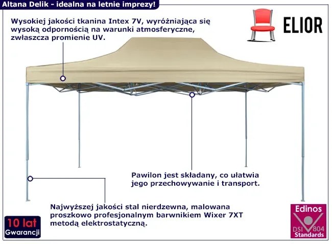 Rozkładana kremowa altana ogrodowa - Delik