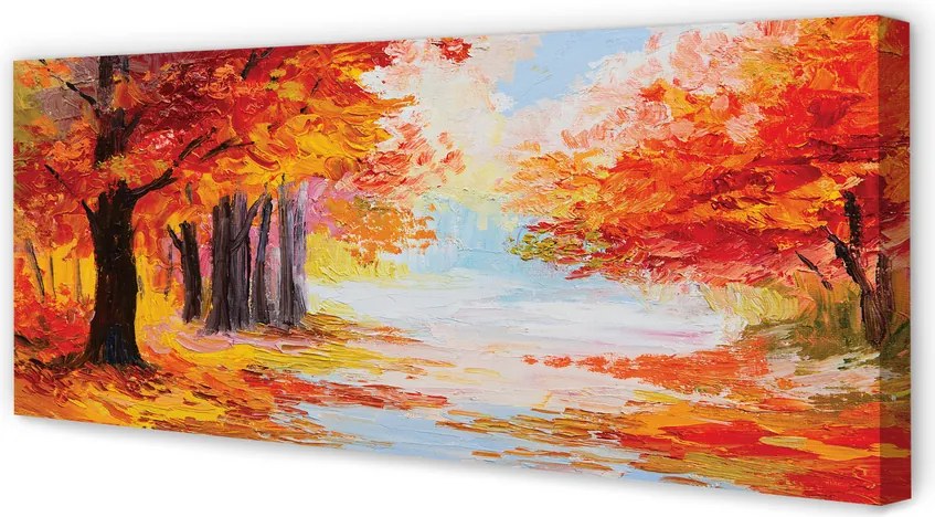 Obraz drukowany na płótnie Jesienne Liście na Drzewach