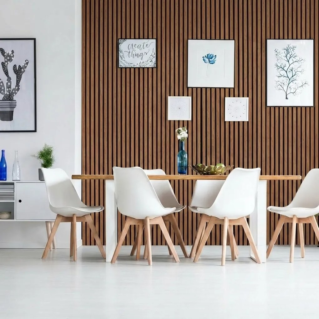 Drewniany panel akustyczny, 2400 x 600 mm, B2BP010, 5 szt, złoty teak