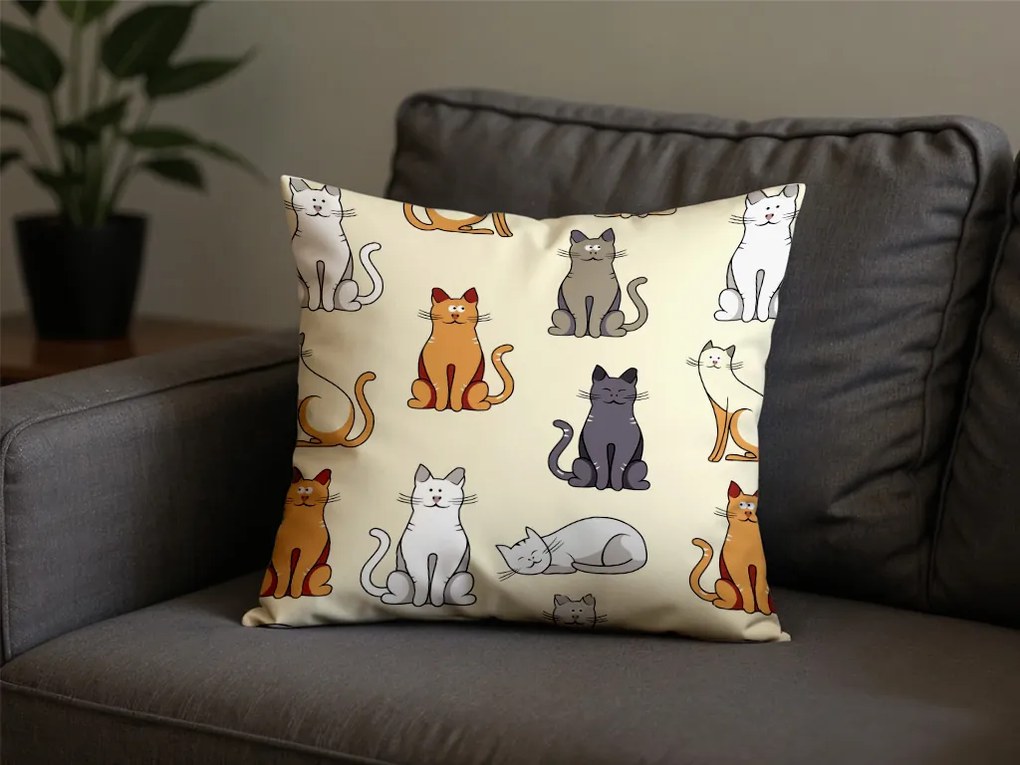 Zestaw 2 szt. dekoracyjnych poszewek na poduszkę COLORED CATS BLEND 45x45 cm, kremowa