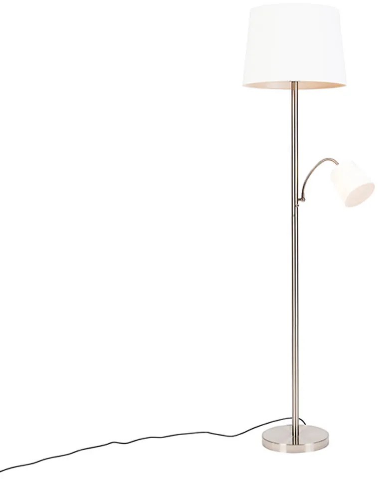 Inteligentna lampa stojąca stalowa z białym kloszem, w tym WiFi A60 i E14 - Retro klasyczny/Antyczny Oswietlenie wewnetrzne