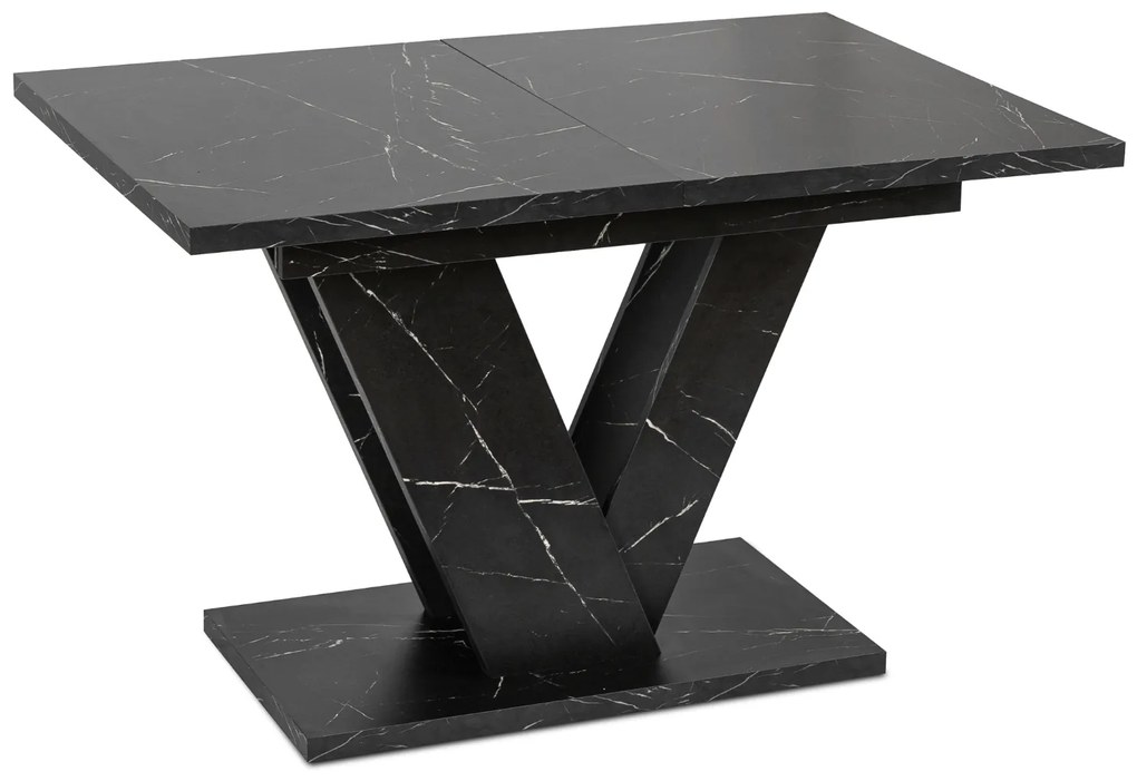Stół Prostokątny Rozkładany CLARK 120-160 cm Czarny Marmur Glamour