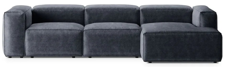 Szaroniebieski sztruksowy narożnik (prawostronny/z szezlongiem) Bergamo – Cosmopolitan Design