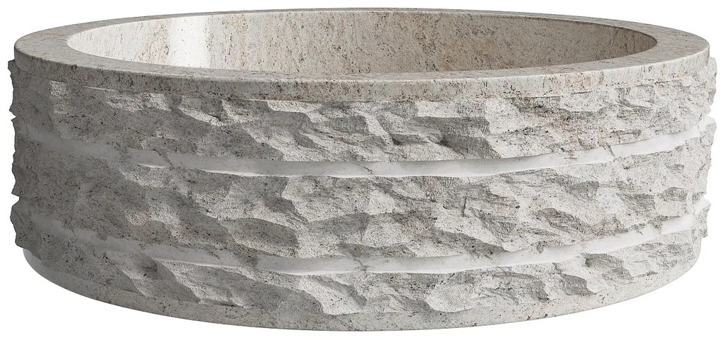 Umywalka nablatowa z marmuru - Kremowy - śr. 40 cm - CIRILA