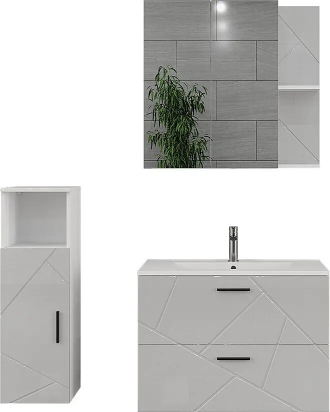 Zestaw mebli łazienkowych biały/biały wysoki połysk 80x44.6x57 irma