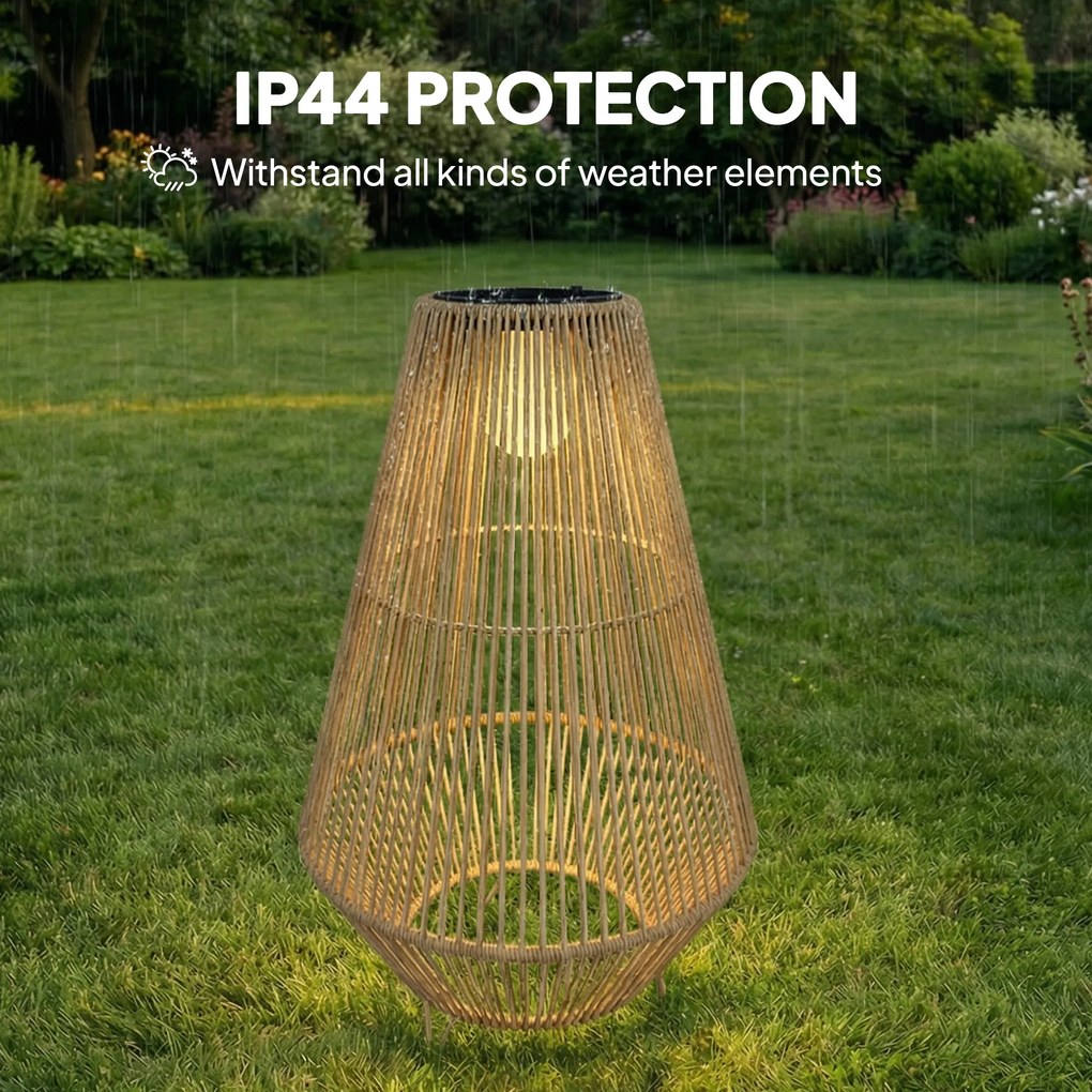 Outsunny Solarny stojak na lampę rattanową LED w stylu Boho wodoodporna IP44 | Aosom PL