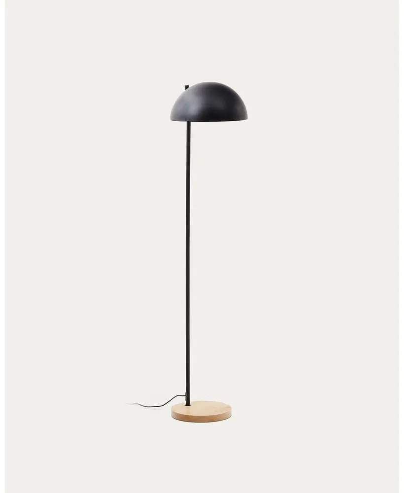 Czarna/w naturalnym kolorze lampa stojąca z metalowym kloszem (wysokość 150 cm) Catlar – Kave Home