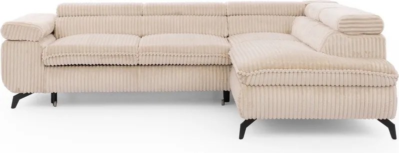 Beżowy sztruksowy narożnik (prawostronny/w kształcie litery L) Marbeya – Ropez