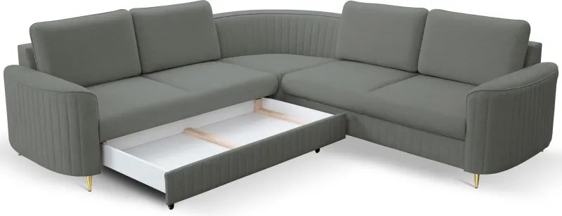 Narożnik LAREN nowoczesna sofa z funkcją spania pojemnik na pościel lewa strona CASTEL 93 251x251x85 cm