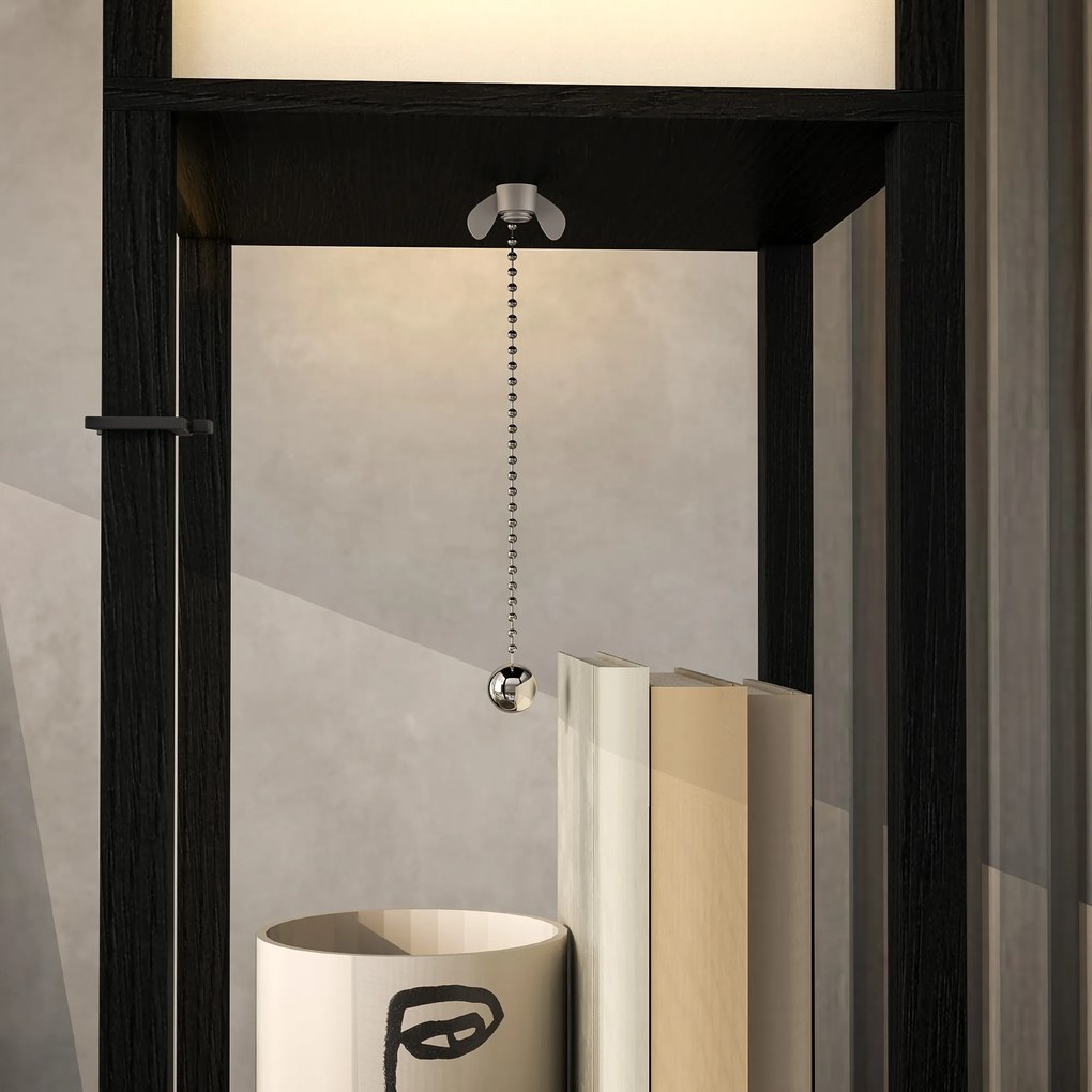 HOMCOM Lampa Stojąca z 3-Poziomową Półką, Przełącznikiem Nożnym, Portami USB, MDF, Czarny