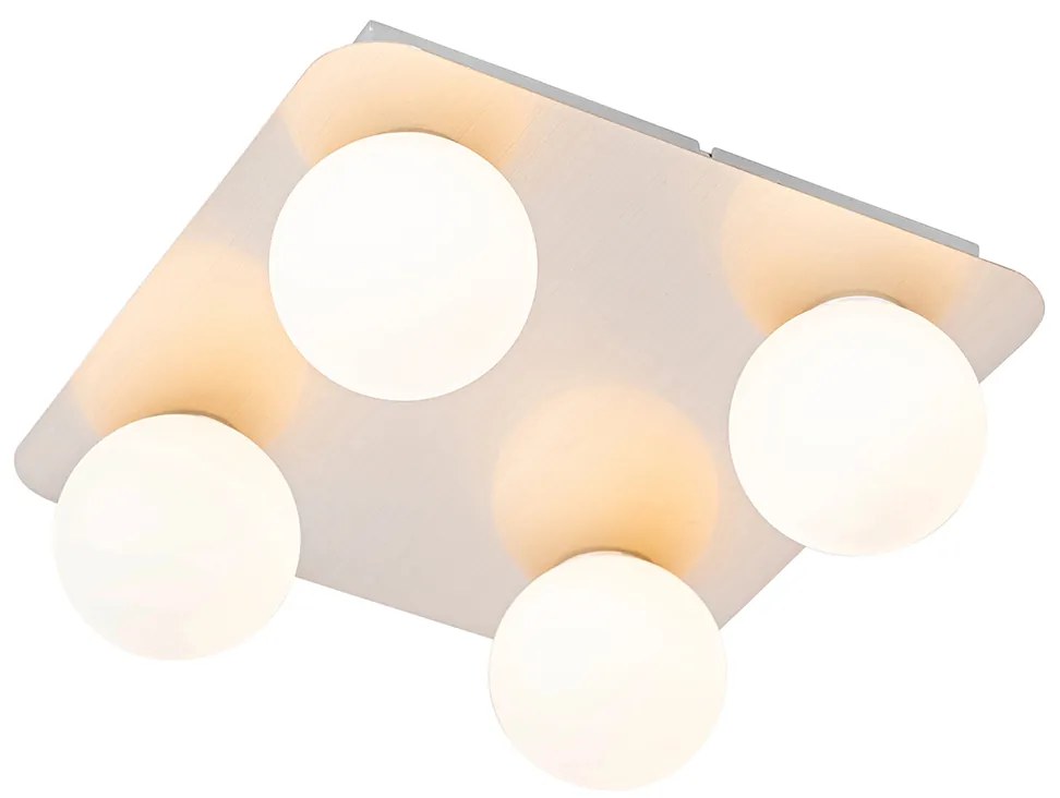 Nowoczesna lampa sufitowa do łazienki ze stali kwadratowa 4-punktowa - Cederic